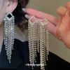 Pendientes Largos con Borla en Forma de Rombo Tachonados con Zirconia Diamante de Aguja de Plata, Pendientes Elegantes y con Estilo con un Toque de Lujo Ligero y de Alta Gama para Mujer