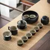 Juego de Té Chino Set para Sala de Estar en Casa Oficina Simple Cerámica Barro Negro Tetera Taza de Té Juego Pequeño Juego de Té Kung Fu