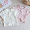 Camiseta de Manga Corta para Niña 2026 Nuevo Verano Estilo Coreano Dulce Cuello de Muñeca para Bebés Camiseta Base Moderna