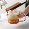 Taza de una sola capa con asa de vidrio de borosilicato alto resistente a altas temperaturas para el hogar, transparente, para leche, vidrio irregular engrosado