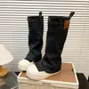 Botas con plataforma de suela gruesa, botas de motociclista para mujer, nuevo estilo de bota de pantalón para verano y otoño 2026, botines western de mezclilla sin cordones, modernos