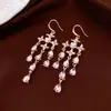 Brincos de Franja com Pingente de Gota D'água Cravejado de Diamantes Estilo Palácio, Exquisitos e Modernos, Design de Gancho de Orelha de Alta Qualidade, Brincos de Nicho para Mulheres