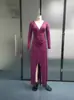 Vestido Feminino Sexy com Decote em V Profundo, Design Plissado e Fenda Alta - Amazon Transfronteiriço Europa e América 2024