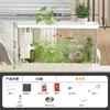 Pecera Pequeña Sala de Estar Paisaje Ecológico Plástico Transparente Pecera para Peces Dorados Filtro Oxigenador Máquina Todo en Uno Pecera de Escritorio con Tapa