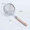 Colador de Malla de Acero Inoxidable con Mango de Madera Blanco, Espumadera Anti-Obstrucción de Mango Largo para Uso en Cocina del Hogar