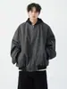 Diseño Original Retro Americano Uniforme de Béisbol para Hombre Otoño e Invierno Holgada Casual Corta con Capucha Textura de Piel Sintética Chaqueta