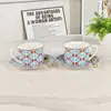 Venta Directa Transfronteriza Juego de Taza y Platillo de Café de Porcelana Ósea Estilo Retro Europeo Aijia con Cucharilla, Tazas a Juego para Pareja para el Té de la Tarde, Set de Regalo