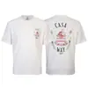 Novo Produto de Comércio Exterior: Camiseta de Manga Curta Casablanca com Gola Redonda Única e Logo de Letra Impresso do Portal das Ilusões