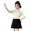 Ropa de Otoño 2025 Suéteres de Punto para Niñas Ropa de Otoño e Invierno para Estudiantes de Primaria Ropa de Punto para Niñas Camisas Base de Cuello Semi Alto Estilo Nuevo