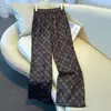 Calça Pantalona Cropped de Linho com Estampa Vintage Degradê para Mulheres, Verão Fina de Cintura Alta com Caimento Estilo Old Money Solta Casual