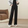 Pantalones Casuales para Mujer, Nuevo Estilo Otoño, Pantalones de Pierna Ancha Estrecha de Gama Alta, Pantalones Gruesos con Forro de Polar Negro para Mujer, Pantalones de Traje para Viajar al Trabajo