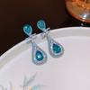 Nuevos Pendientes de Pipa con Goteo de Aceite Estilo Chino Incrustados de Diamantes, Pendientes Étnicos de Alto Nivel con Temperamento Hanfu Estilo Antiguo Personalizados