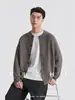 Também Parar Fio de Flor Lã Misturada Tricô Cardigã Masculino Outono Inverno Outerwear de Luxo Leve Gola Alta Pequena Casual para o Dia a Dia Camada Superior