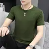 Camiseta al por mayor para hombre de manga corta de verano, fina, sensación de hielo, transpirable, cuello redondo, manga media, 2022, nueva, blanca pura, camiseta básica