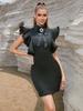 Comercio Exterior Transfronterizo Nuevo Diseño de Vestido Negro de Manga Mariposa Moda Elegante Manga Corta Fiesta Vestido de Noche para Mujer