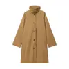 Chaqueta Cortavientos Informal Simple de Manga Larga con Solapa de Botones Sencillos de Longitud Media, Nueva Colección Otoño 2025 Europea y Americana Transfronteriza