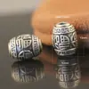 Cuentas Tubulares Vintage de Plata Pura 999 Carácter de Doble Felicidad de Plata Dura 3D Cuentas Tubulares Cilíndricas Agujero Grande Accesorios para Pulseras de Cuerda Trenzada DIY
