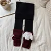 Leggings Novos para Meninas com Forro de Fleece para Outono e Inverno, Roupa Externa, Meias-Calças de Fleece Grossas Inteiriças com Desenhos Animados, Calças Longas Quentes Infantis de Retalhos