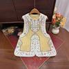 Novo Estilo Chinês Outono Inicial Bordado Nacional Jacquard Design Colete Gola Redonda Acabamento em Renda Colete Fresco