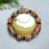 Pulseiras Grandes Masculinas e Femininas Fornecimento ao Vivo Contas Dzi de Três Olhos do Tibete Contas de Tambor Grandes Pulseira com Padrão de Dragão Verde Calcedônia Fantasia Ágata