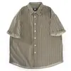 Camisa de Verano 2025 Amigable con la Piel de Manga Corta con Cuello y Rayas Finas Unisex Casual Estilo Japonés Moderna Holgada de Media Manga