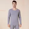 Ropa interior térmica para hombre otoño pantalones largos traje invierno Nuevo cuello redondo forro polar engrosado sin costuras terciopelo dorado traje hombre
