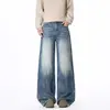 Colección Otoño 2026 Jeans de Algodón Puro para Hombre Estilo Hong Kong Pierna Ancha Lavados Sueltos Pantalones de Pierna Recta Estilo Old Money Pantalones para Hombre