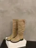 Botas altas de tacón grueso color caqui apilado, botas largas para mujer, nuevo modelo 2024 para primavera, otoño e invierno, botas de montar ajustadas a media pantorrilla