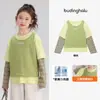 Ropa de Otoño Pudding Haru para Niñas, Ropa Infantil de Moda, Nueva Camiseta Casual de Manga Larga Estilo Coreano Otoño 2026 para Niños