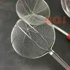 Colador de Acero Inoxidable No Magnético con Mango Bicolor de Cuatro Líneas y Conexión Inferior, Espumadera con Mango de Colores, Espumadera para Freír