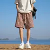 Izexx Shorts de Praia de Verão Tendência para Uso Externo Férias na Costa Shorts Casuais Masculinos Versátil Shorts Florais para Casal
