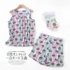 [Dropshipping/Venta al por mayor] Conjunto de pijama de verano para mujer con top de punto de algodón, estampado de dibujos animados, ropa de casa, talla grande