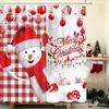 Cortina de ducha de Papá Noel divertida más vendida en Amazon Temu, cortina de ducha y cortina de ventana de poliéster impermeable con impresión digital navideña