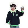 Ropa de otoño para niños, ropa infantil de calidad de exportación, nueva colección de otoño 2026, sudadera con logo de cuadrado verde para niños, prenda interior de manga larga para bebés y niños pequeños, estilo moderno