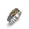 Anillo para hombre de plata tailandesa con bestia dorada en relieve, simple, retro, nicho, moda avanzada, diseño original, anillo abierto