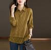 Camisa Falsa de Duas Peças Feminina Primavera e Outono Novo High-end Sense Solto Casual Bonito Estilo Ocidental Camisa Pequena Camisola de Manga Comprida Top
