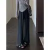 Pantalones adelgazantes, pantalones casuales de corte recto de ajuste relajado, de cintura alta, fluidos, pantalones de pierna ancha holgados, nuevo estilo de otoño para mujer C0904Z