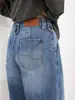 La primavera no se retrasa, nuevo producto de otoño 2026, jeans rectos holgados de cintura alta vintage con lavado de patrón de mármol para mujer