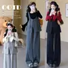 Conjunto de Maternidad Otoño/Invierno 2026: Mono Elegante Ajustable con Camisa Base de Manga Acampanada, Conjunto de Dos Piezas para Mujeres Embarazadas