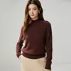 26 Otoño Invierno Nuevo Suéter de Cachemira 100% para Mujer Cuello Medio Alto Hombro Raglán Tejido Grueso Manga Larga Capa Base de Cachemira