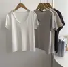 Top de manga corta Tencel para mujer, cuello redondo de Lyocell, camiseta básica Primavera/Verano 2026, camiseta de lino para mujer, amigable con la piel y adelgazante