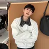 Sudadera Pesada Estilo Americano con Botones para Hombre, Temporada de Primavera y Otoño, Diseño Único, Top con Cuello de Solapa a Cuadros, Chaqueta de Alta Gama para Pareja
