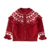 Otoño e Invierno Colocación Navideña Niñas Suéter Cuello Alto de Bola Coreano Hecho a Mano Lindo Conjunto de Vestido Tutú para Niñita
