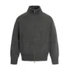 11Kn Suéter de Tricô Cinza Old Money com Zíper Unissex Simples Novo Luxo Estilo Casual Ombro Normal Cardigã Jaqueta para o Dia a Dia