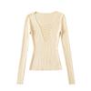 Deseo Puro Top de Punto Calado para Chica Caliente Diseño de Otoño e Invierno para Mujer Tirantes Ajustados Manga Larga Sexy Suéter para Fondo