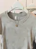 Camiseta Tie-Dye Cinza de Manga Curta para Mulheres, Novo Estilo de Verão, Tamanho Grande, Esconde a Barriga, Emagrecimento, Top Curto de Meia Manga