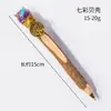 Caneta Esferográfica de Madeira Maciça com Pedra Natural Cristalizada Triturada e Resina Coruja Suporte de Caneta de Madeira Original Ornamento de Decoração de Cristal Venda por Atacado