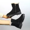 Botas de neve antiderrapantes femininas 2026 novo modelo de inverno pelo de coelho pelúcia quente espessada botas curtas com zíper lateral Botas de algodão Nordeste