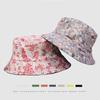 Sombrero de pescador de doble cara transfronterizo de Amazon Flor japonesa Calle coreana Estampado bronceado Sombrero de cubeta hip-hop Sombrero para el sol