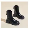Botas femininas estilo Martin com forro de fleece, botas Chelsea de salto grosso e sola grossa, nova coleção outono/inverno 2026, botins estilo britânico, botas de cano justo